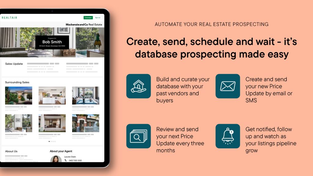 With Realtair's Price Updates, quickly create tailored property templates and deliver homeowners the relevant information they want.